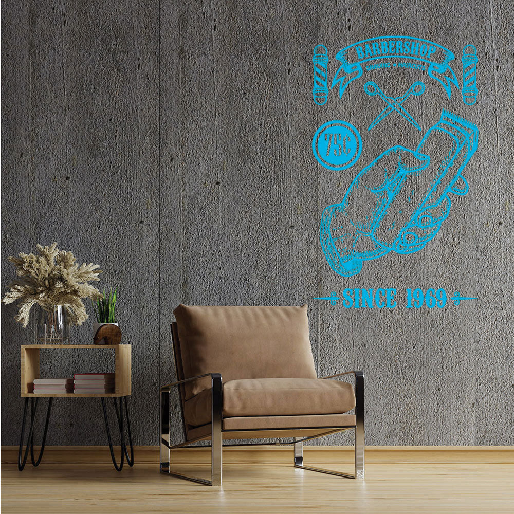 Custom Barbershop Wall Sticker – Vintage Shaving & Haircuts Est. Year