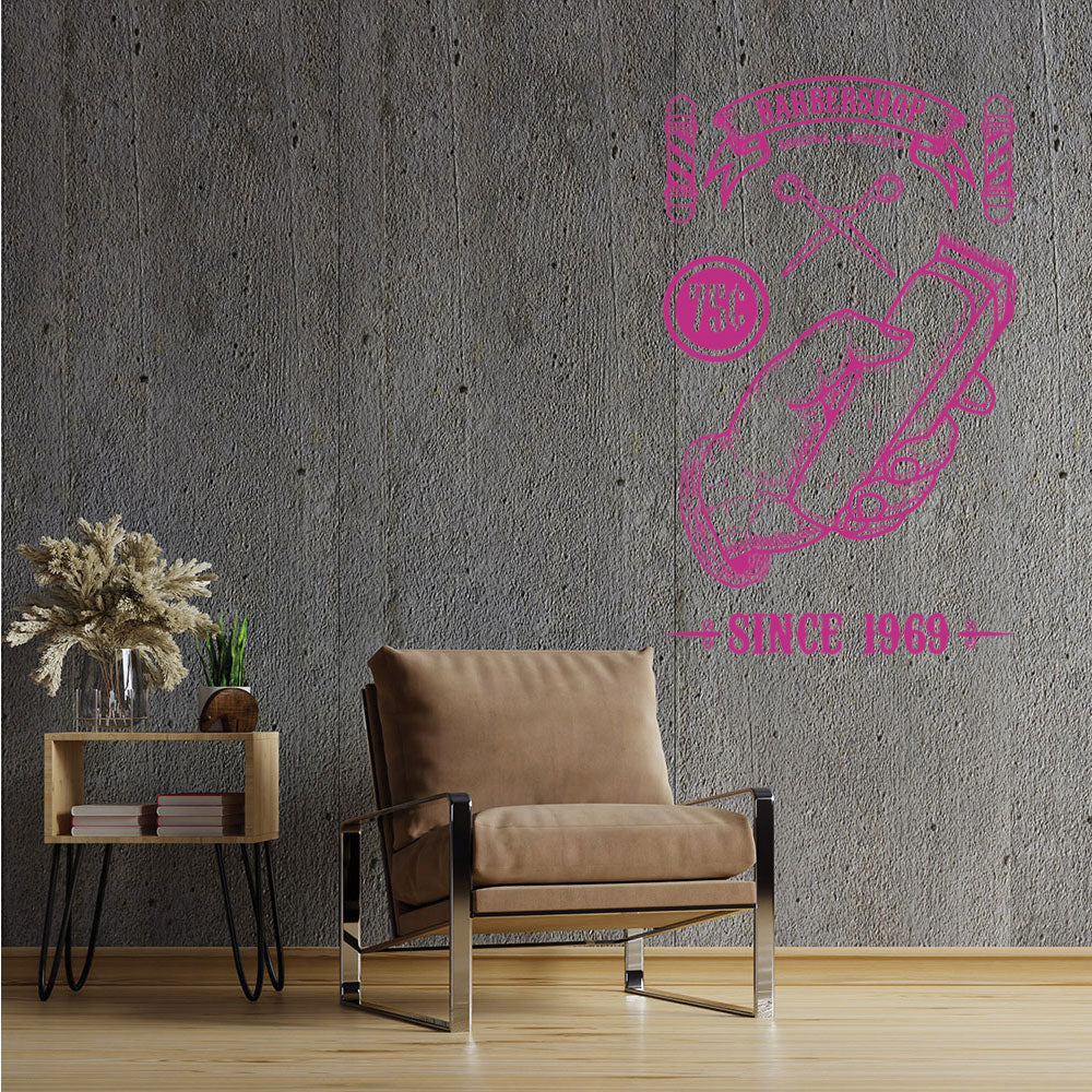 Custom Barbershop Wall Sticker – Vintage Shaving & Haircuts Est. Year