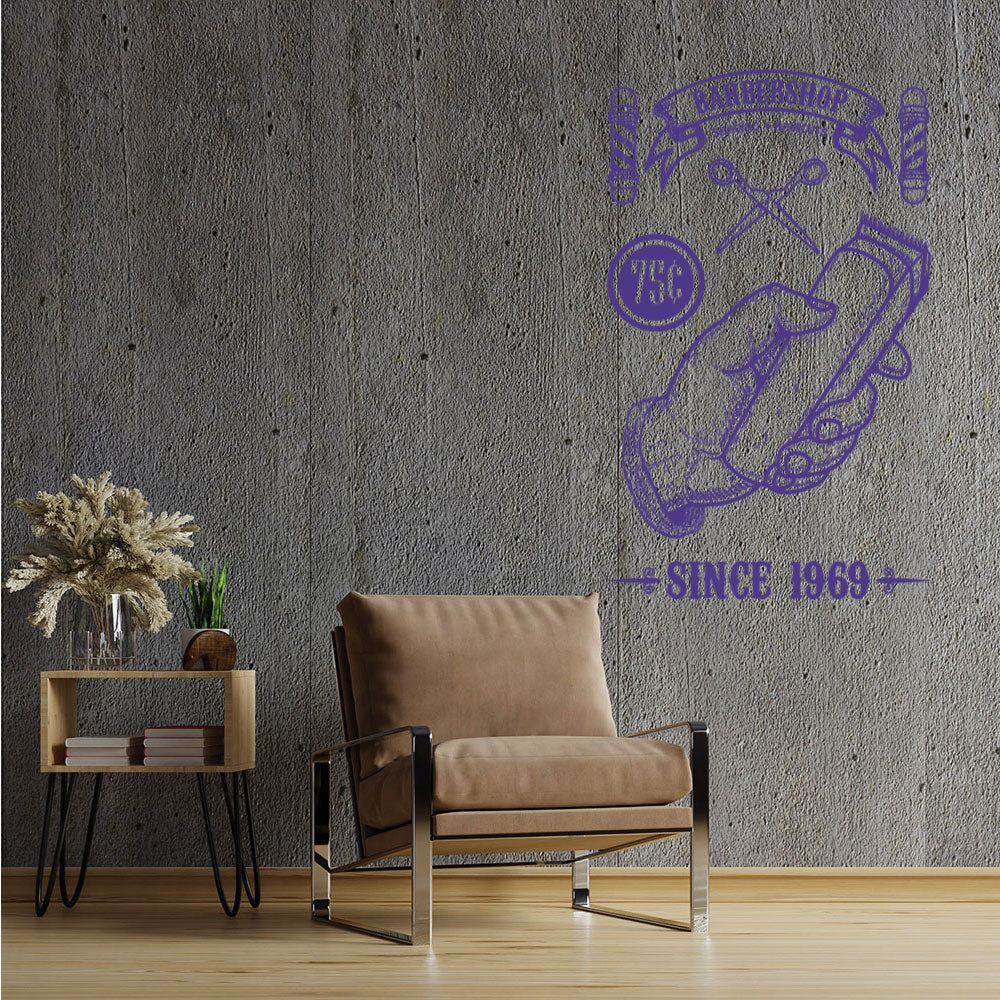 Custom Barbershop Wall Sticker – Vintage Shaving & Haircuts Est. Year