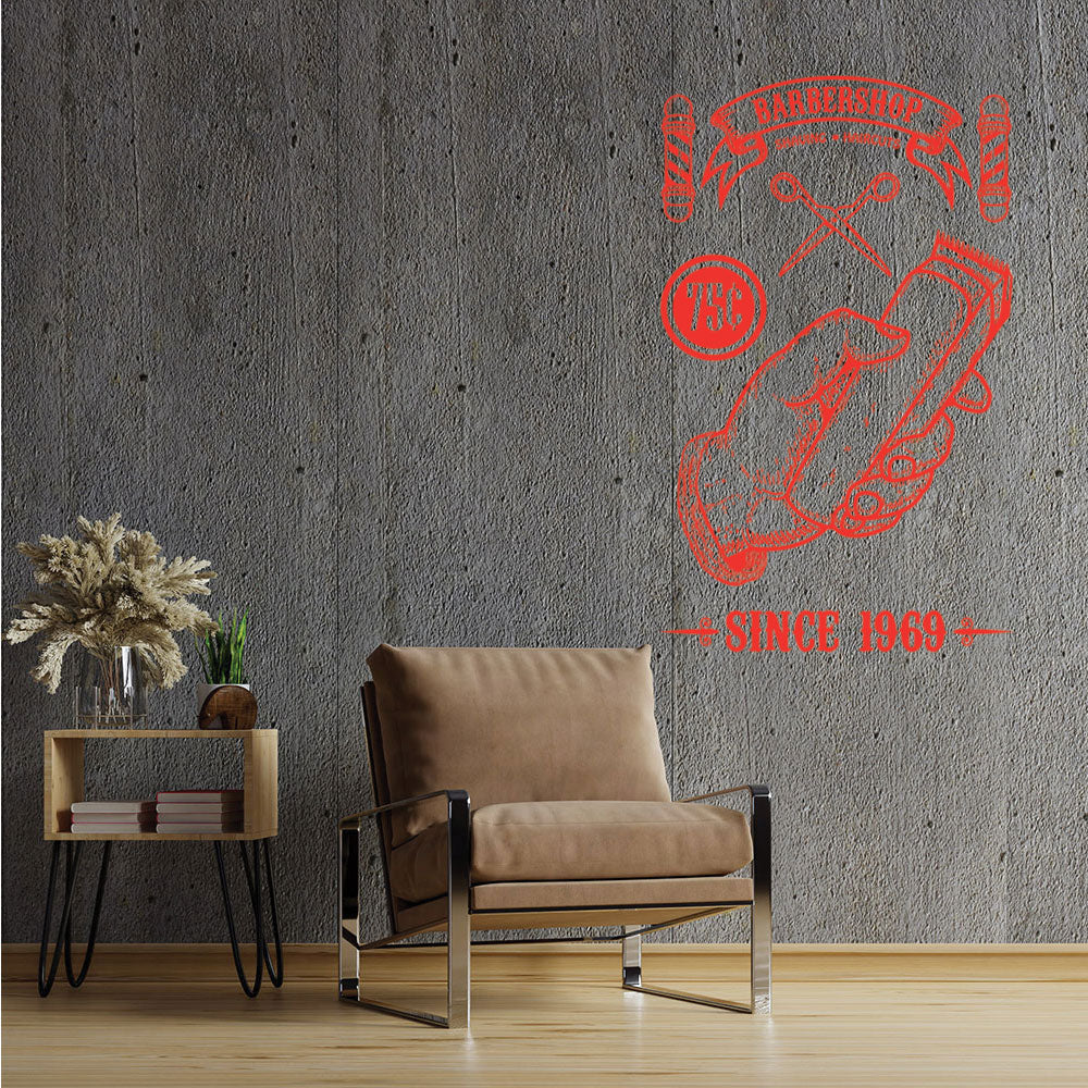 Custom Barbershop Wall Sticker – Vintage Shaving & Haircuts Est. Year