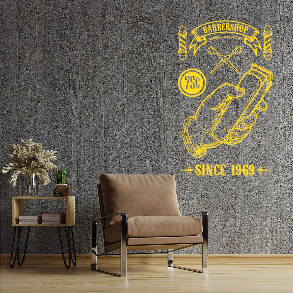 Custom Barbershop Wall Sticker – Vintage Shaving & Haircuts Est. Year