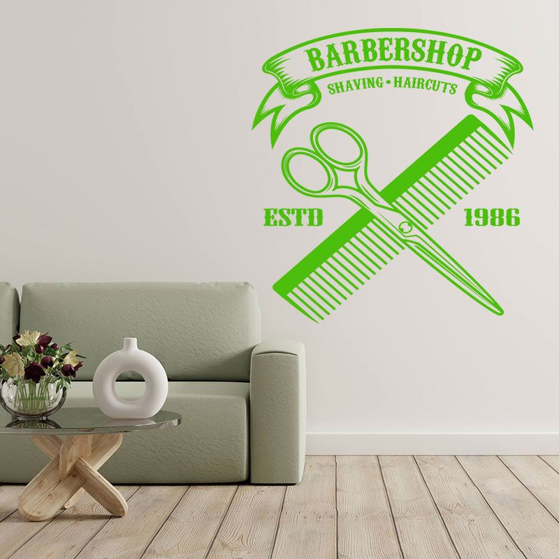 Cut Shave Trim Barbershop Wall Sticker – Scissors Clippers & Razors