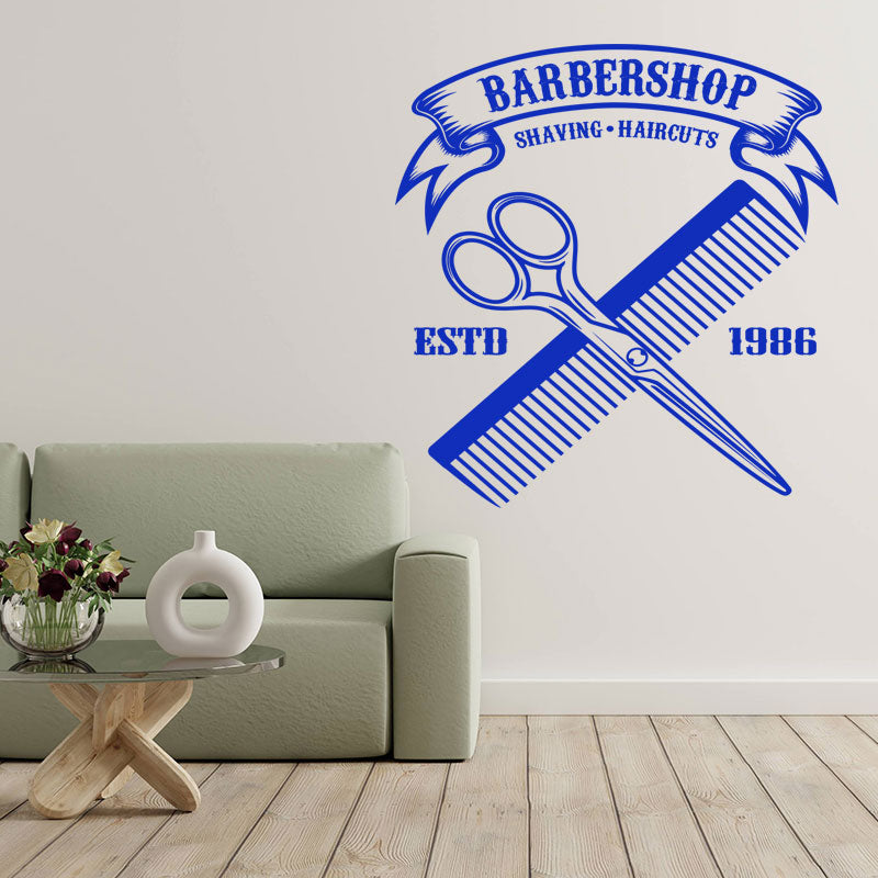 Cut Shave Trim Barbershop Wall Sticker – Scissors Clippers & Razors