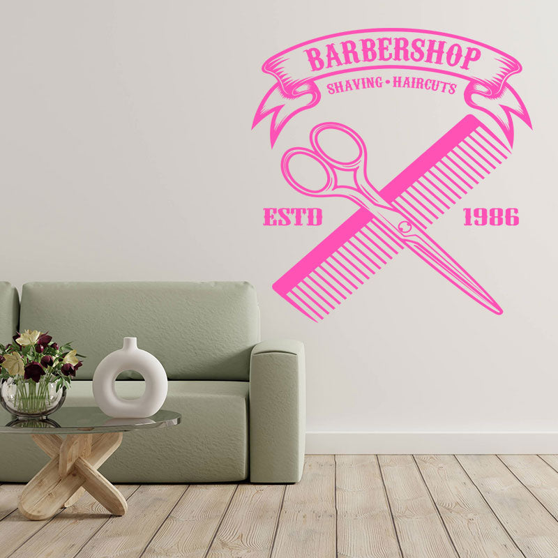 Cut Shave Trim Barbershop Wall Sticker – Scissors Clippers & Razors