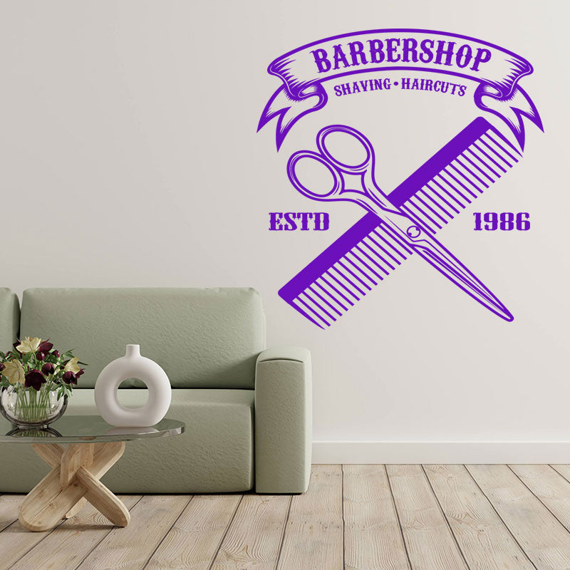 Cut Shave Trim Barbershop Wall Sticker – Scissors Clippers & Razors