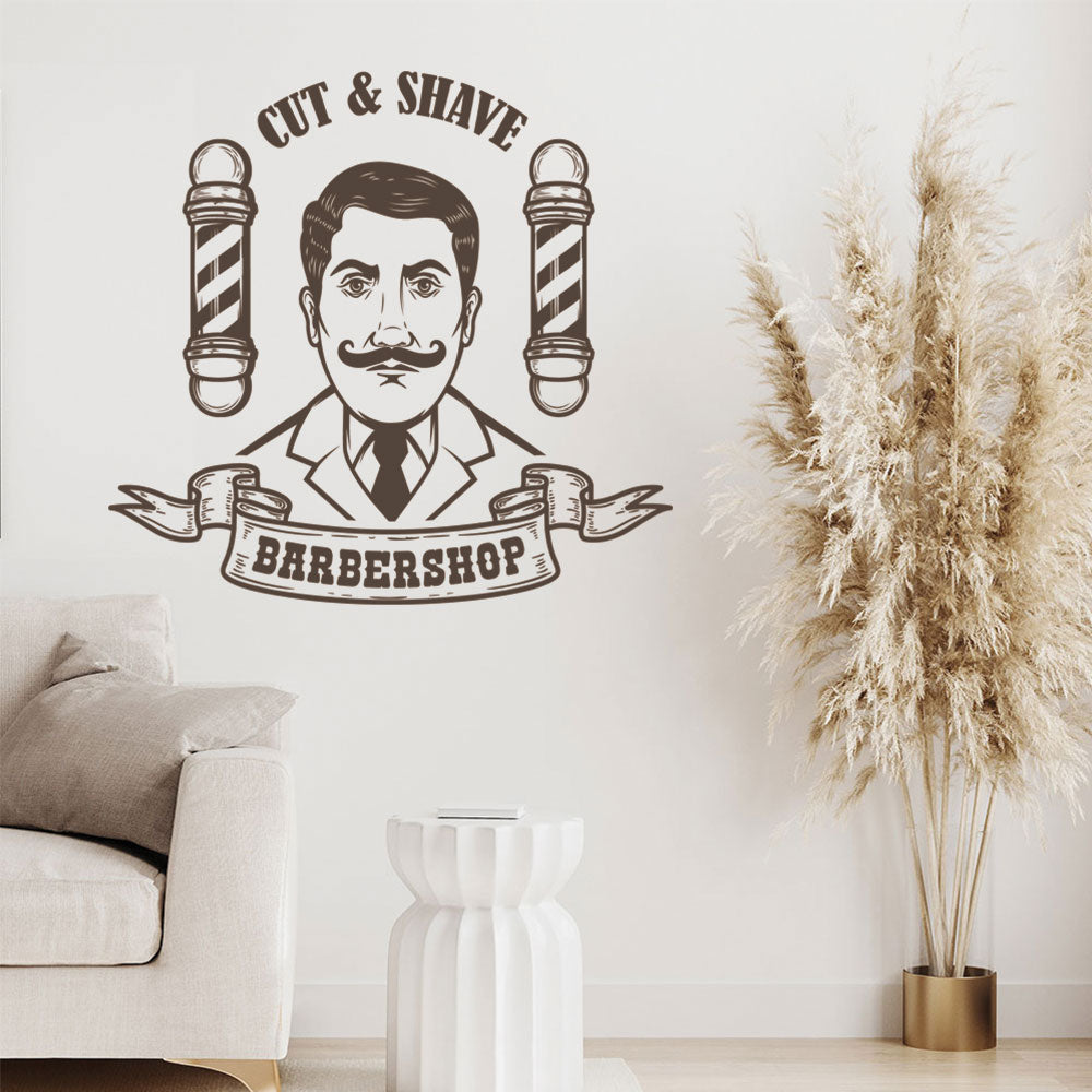 Stylish Hipster Beard Barber Shop Wall Sticker & Decal | UK Made