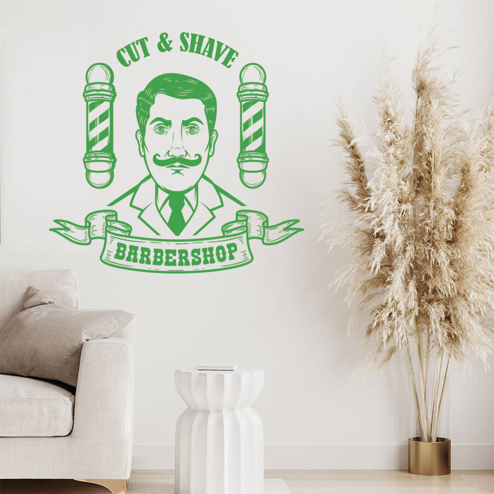 Stylish Hipster Beard Barber Shop Wall Sticker & Decal | UK Made