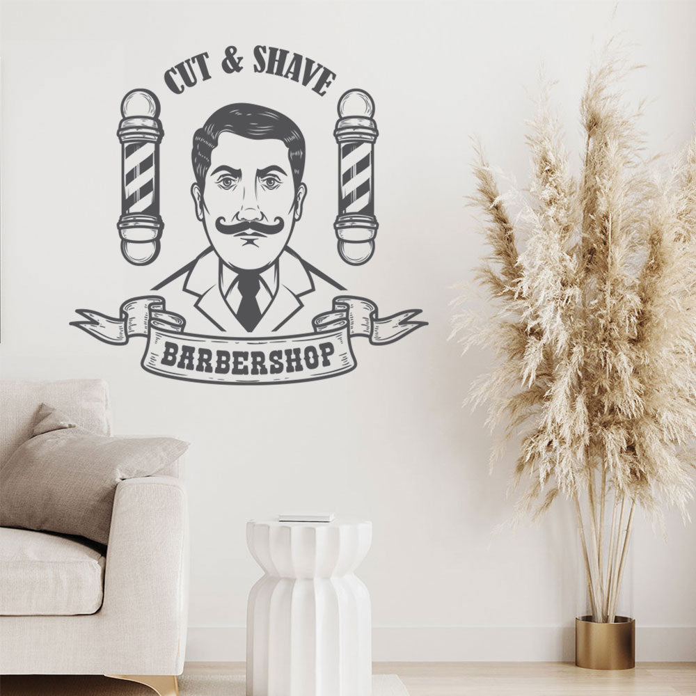 Stylish Hipster Beard Barber Shop Wall Sticker & Decal | UK Made