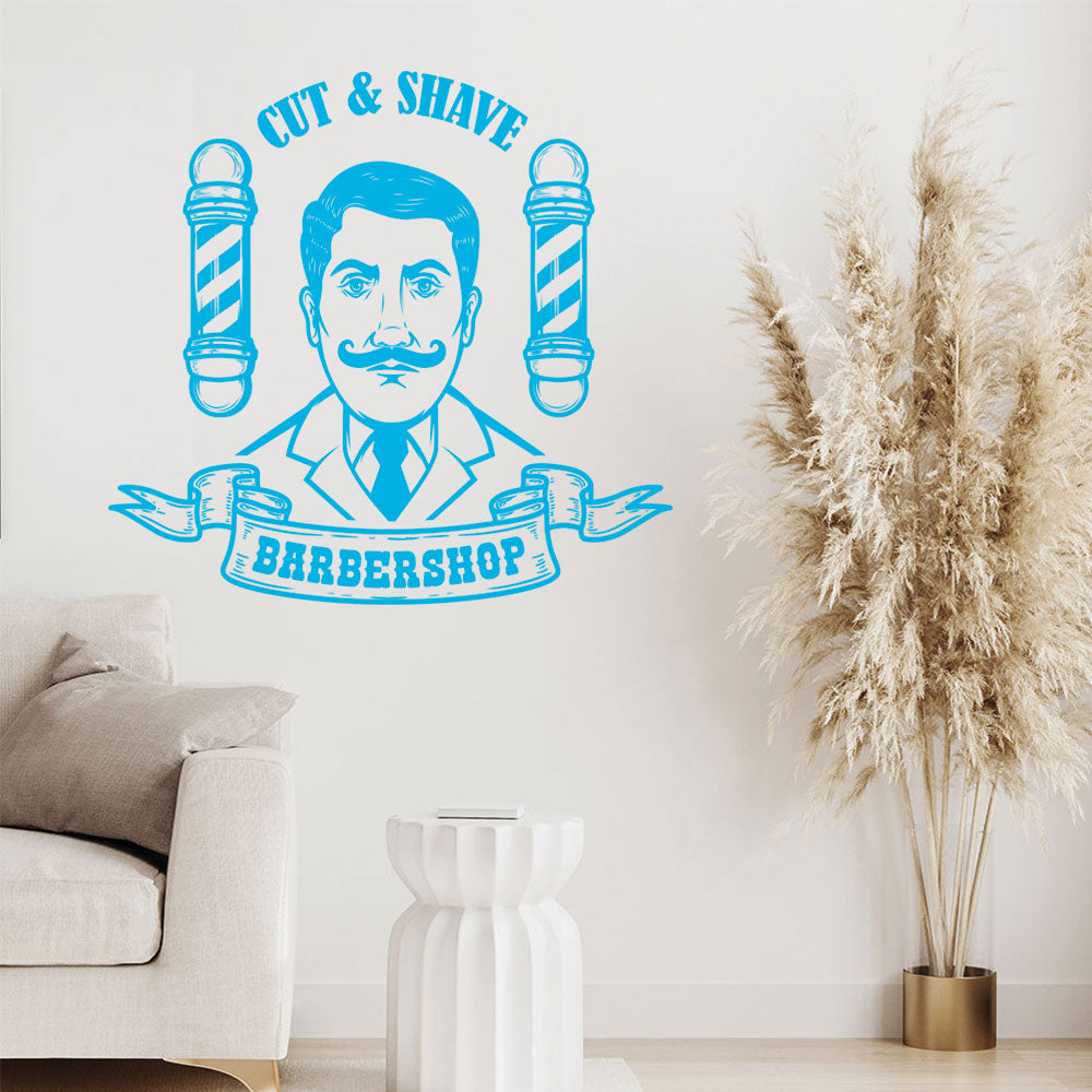 Stylish Hipster Beard Barber Shop Wall Sticker & Decal | UK Made