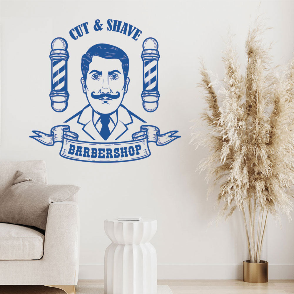 Stylish Hipster Beard Barber Shop Wall Sticker & Decal | UK Made