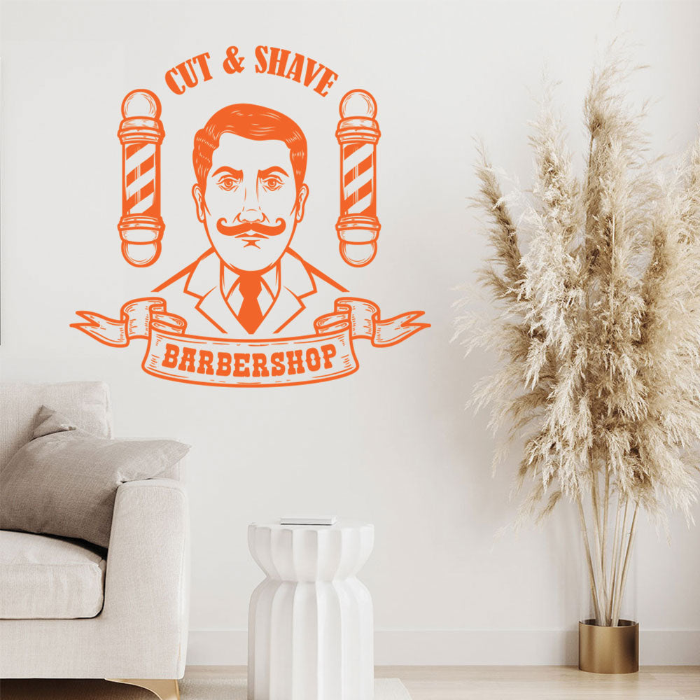 Stylish Hipster Beard Barber Shop Wall Sticker & Decal | UK Made