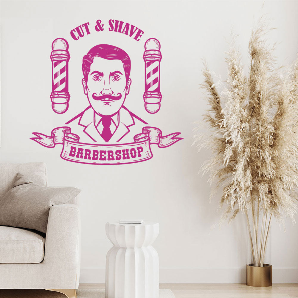 Stylish Hipster Beard Barber Shop Wall Sticker & Decal | UK Made