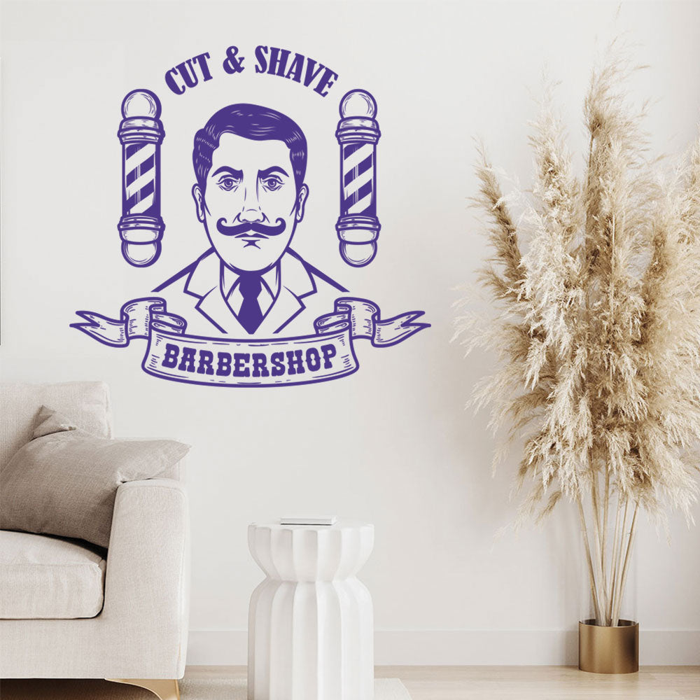 Stylish Hipster Beard Barber Shop Wall Sticker & Decal | UK Made