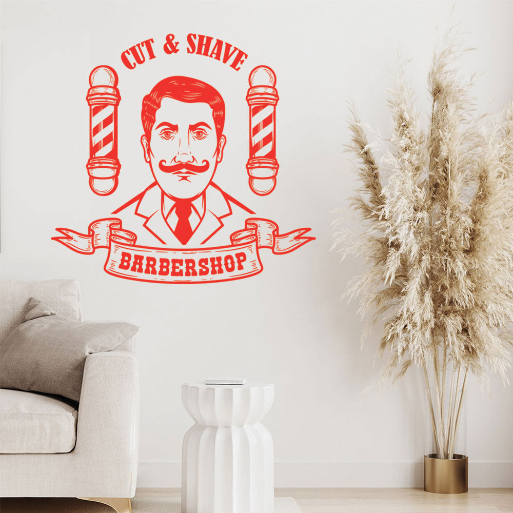 Stylish Hipster Beard Barber Shop Wall Sticker & Decal | UK Made