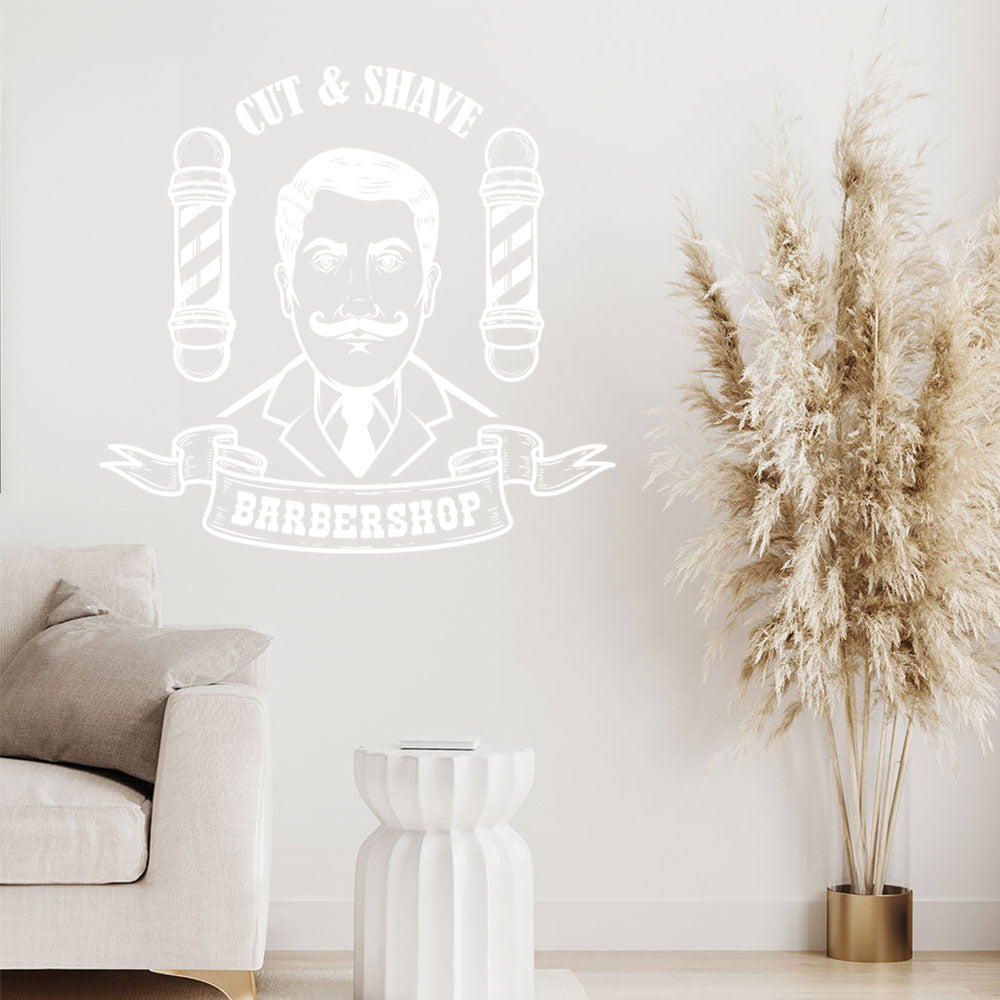 Stylish Hipster Beard Barber Shop Wall Sticker & Decal | UK Made