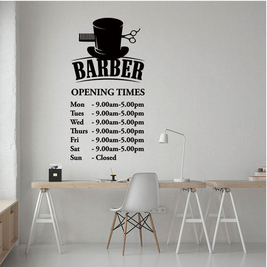 Barber Shop Opening Times Window Sticker & Decal | UK Made