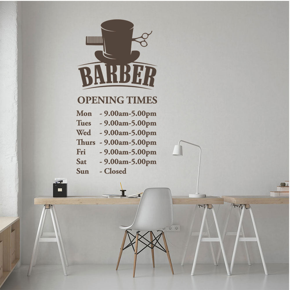 Barber Shop Opening Times Window Sticker & Decal | UK Made