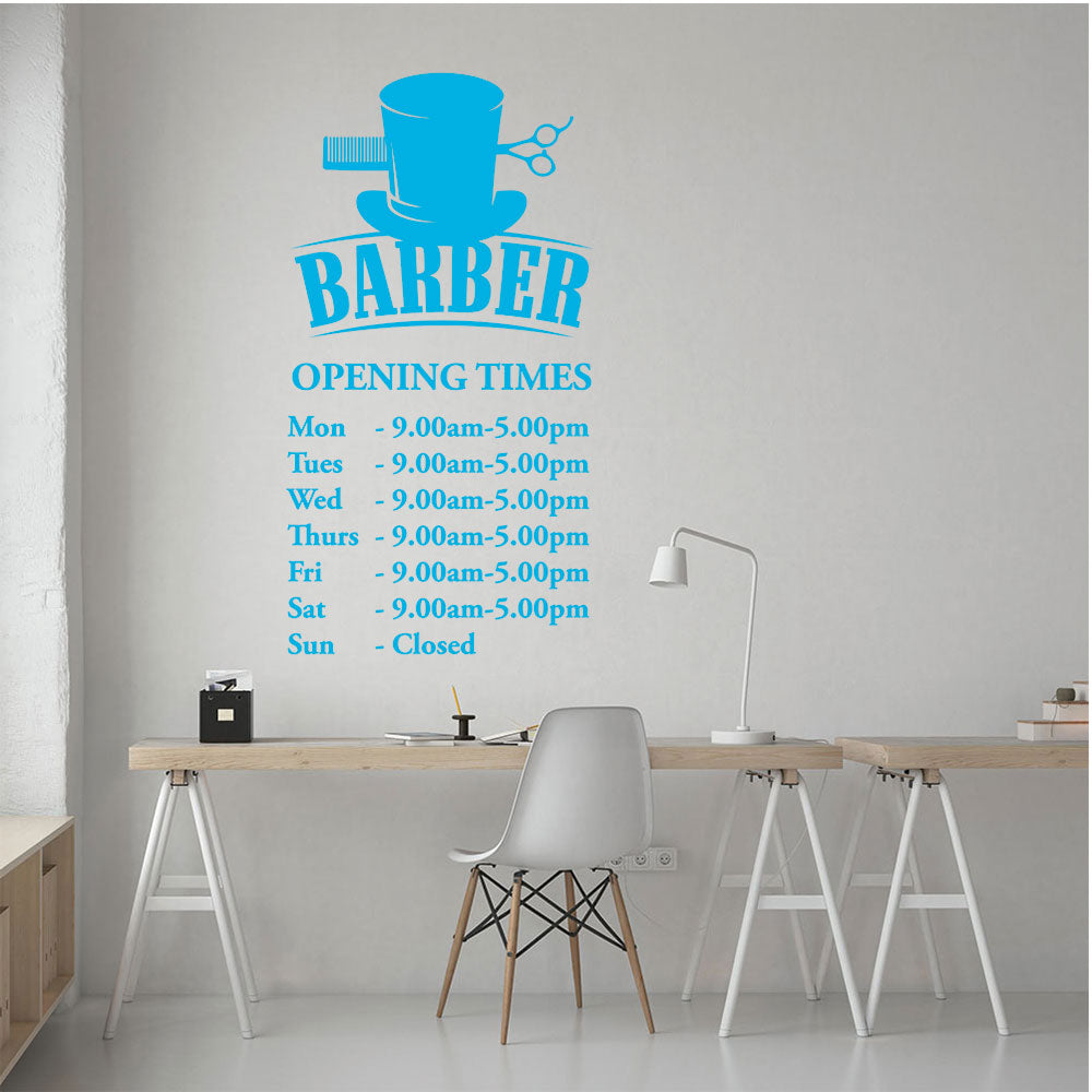 Barber Shop Opening Times Window Sticker & Decal | UK Made