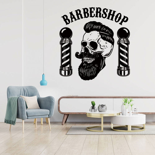Modern Hipster Beard Barber Shop Wall Sticker & Decal | UK Made
