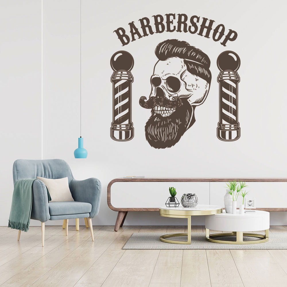 Modern Hipster Beard Barber Shop Wall Sticker & Decal | UK Made