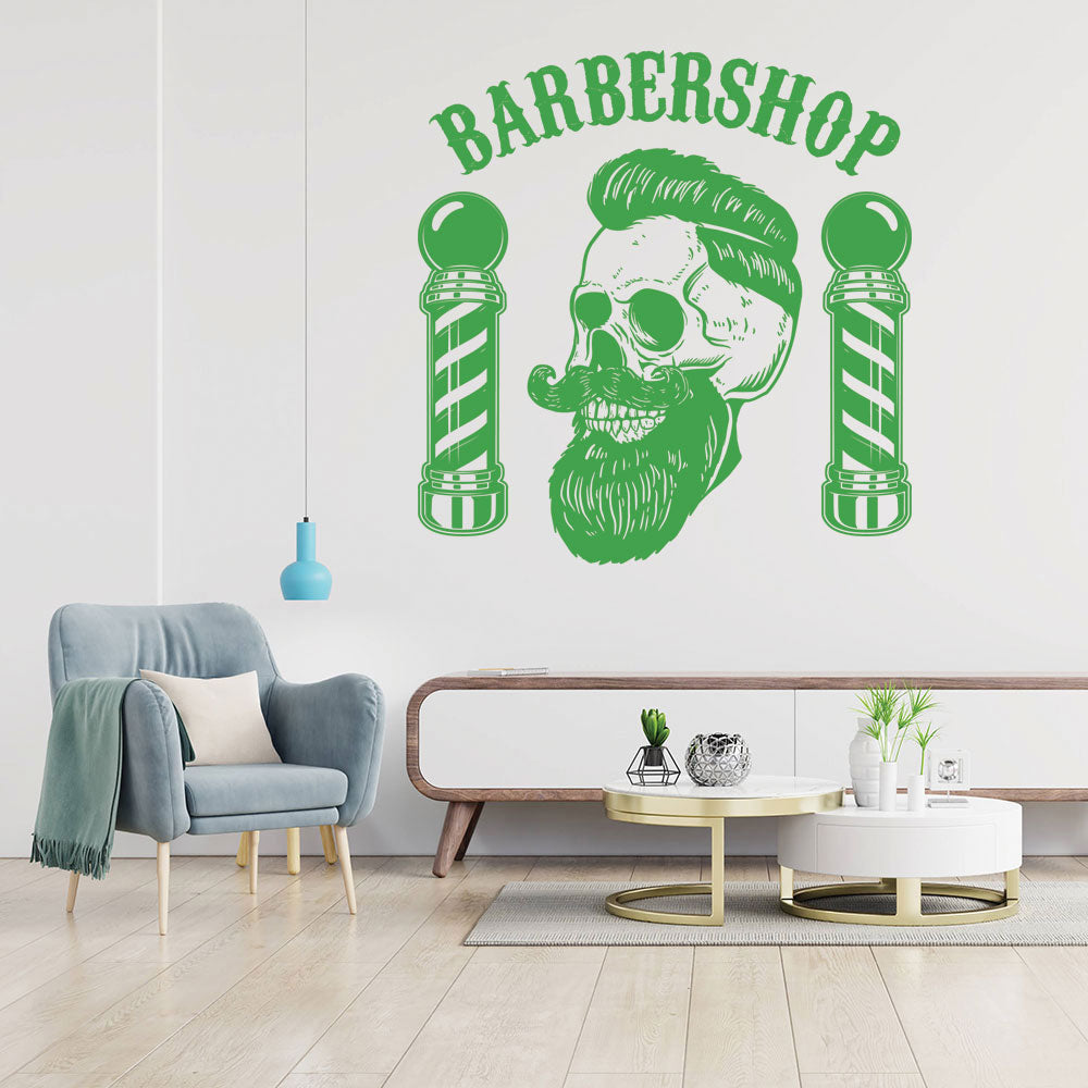Modern Hipster Beard Barber Shop Wall Sticker & Decal | UK Made
