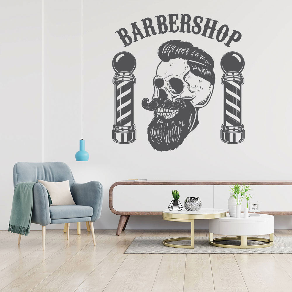Modern Hipster Beard Barber Shop Wall Sticker & Decal | UK Made