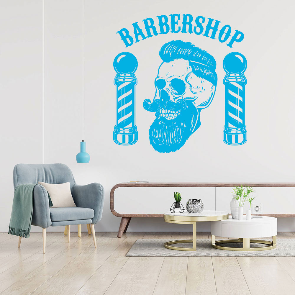 Modern Hipster Beard Barber Shop Wall Sticker & Decal | UK Made