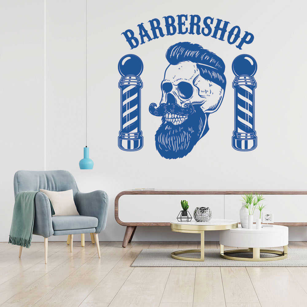 Modern Hipster Beard Barber Shop Wall Sticker & Decal | UK Made