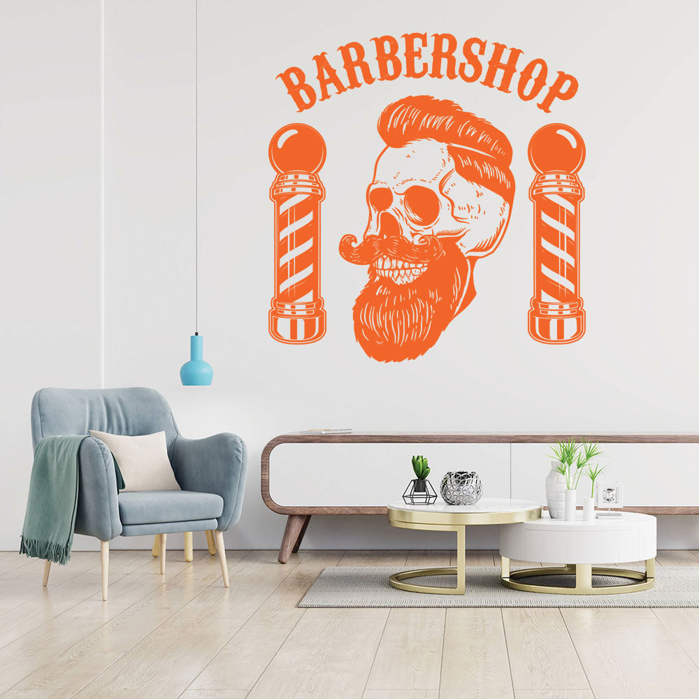 Modern Hipster Beard Barber Shop Wall Sticker & Decal | UK Made