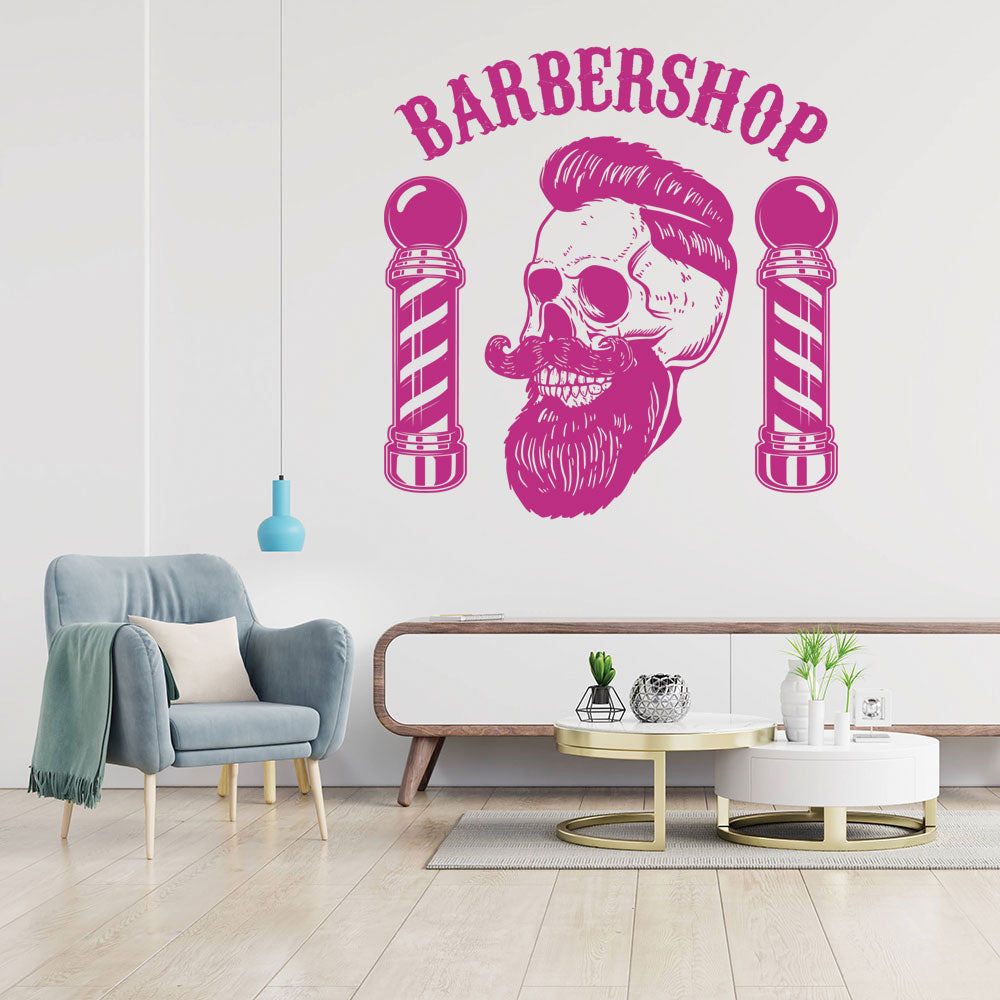 Modern Hipster Beard Barber Shop Wall Sticker & Decal | UK Made