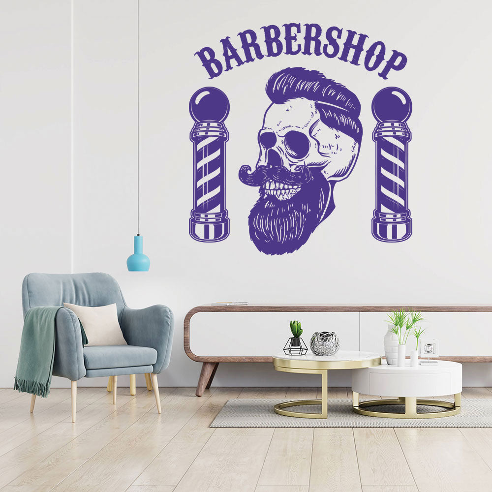 Modern Hipster Beard Barber Shop Wall Sticker & Decal | UK Made