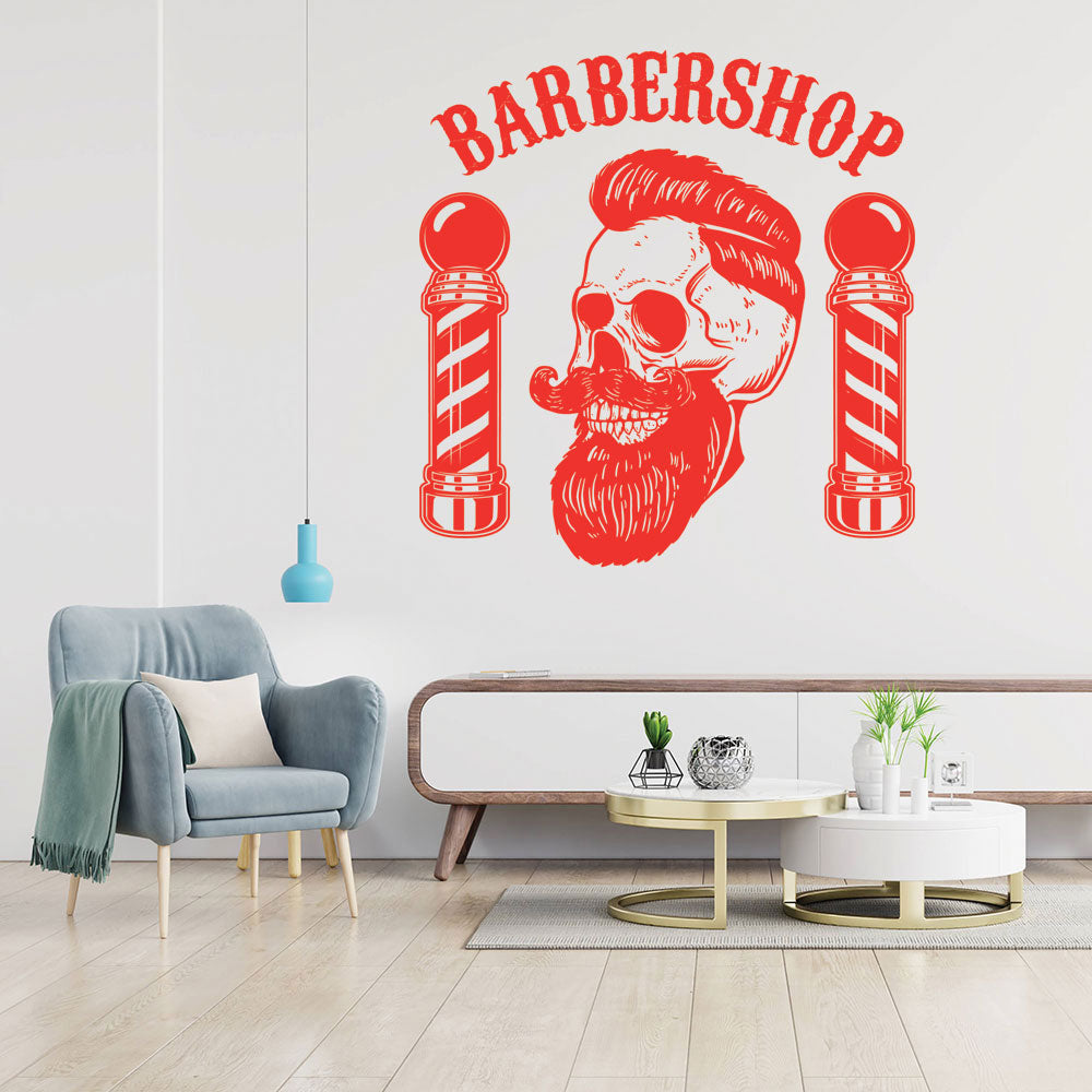 Modern Hipster Beard Barber Shop Wall Sticker & Decal | UK Made