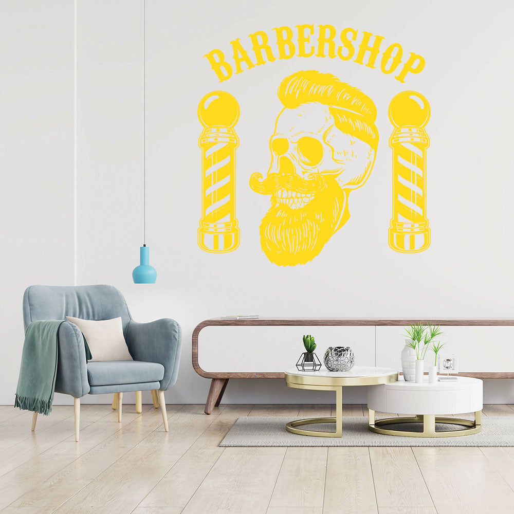 Modern Hipster Beard Barber Shop Wall Sticker & Decal | UK Made