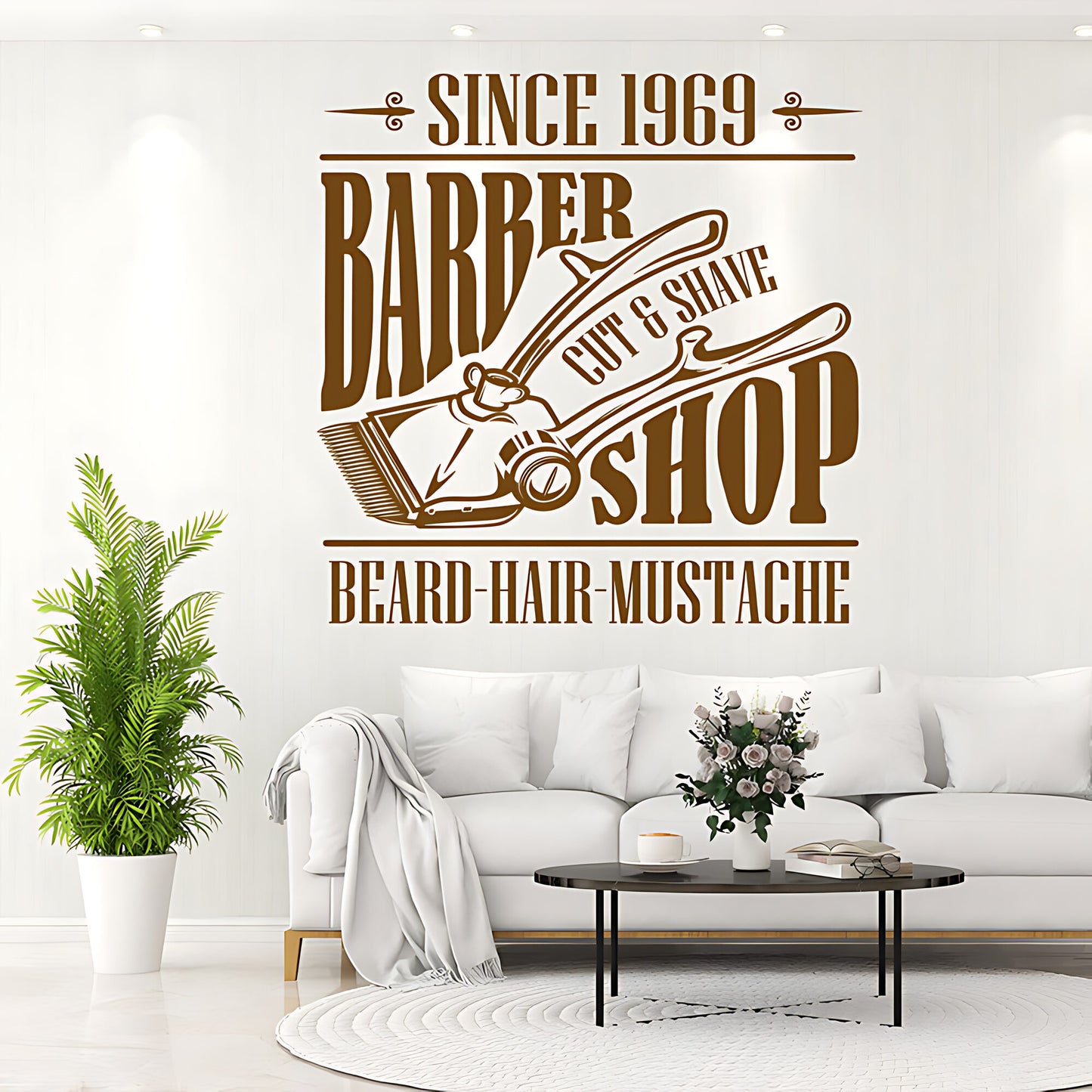 Hipster Beard Barber Shop Wall Sticker & Barbershop Decal | UK Made