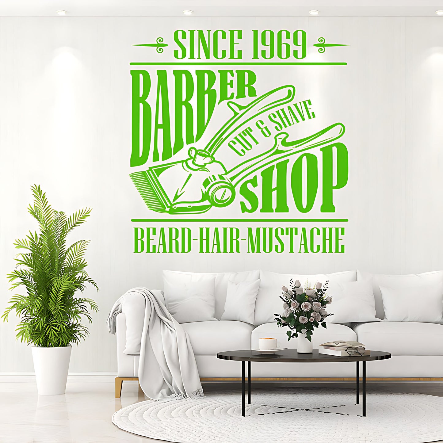 Hipster Beard Barber Shop Wall Sticker & Barbershop Decal | UK Made