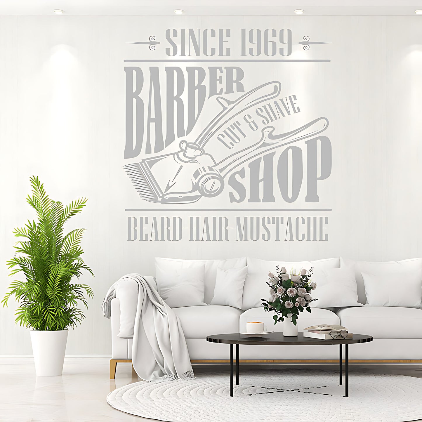 Hipster Beard Barber Shop Wall Sticker & Barbershop Decal | UK Made
