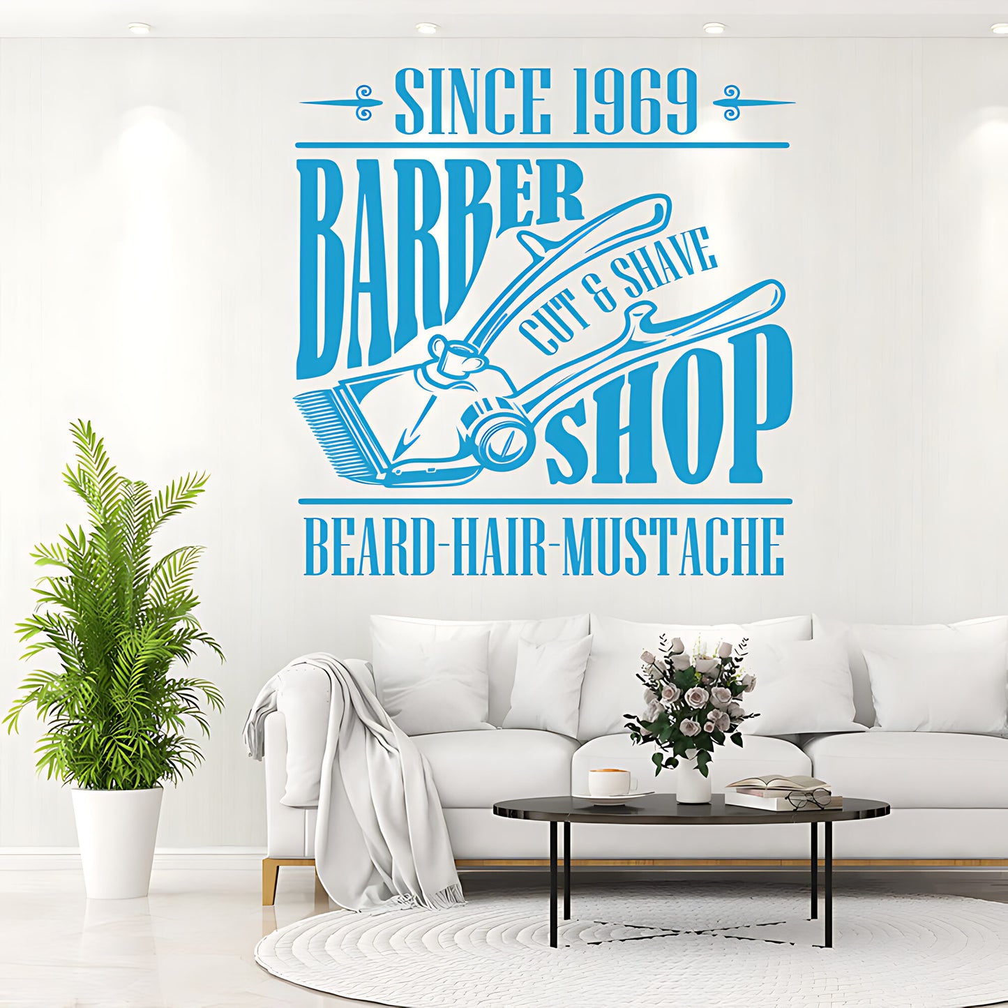 Hipster Beard Barber Shop Wall Sticker & Barbershop Decal | UK Made