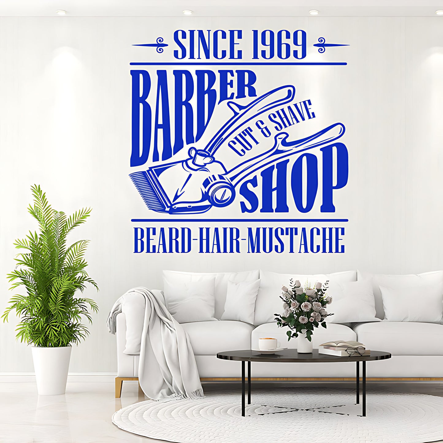 Hipster Beard Barber Shop Wall Sticker & Barbershop Decal | UK Made
