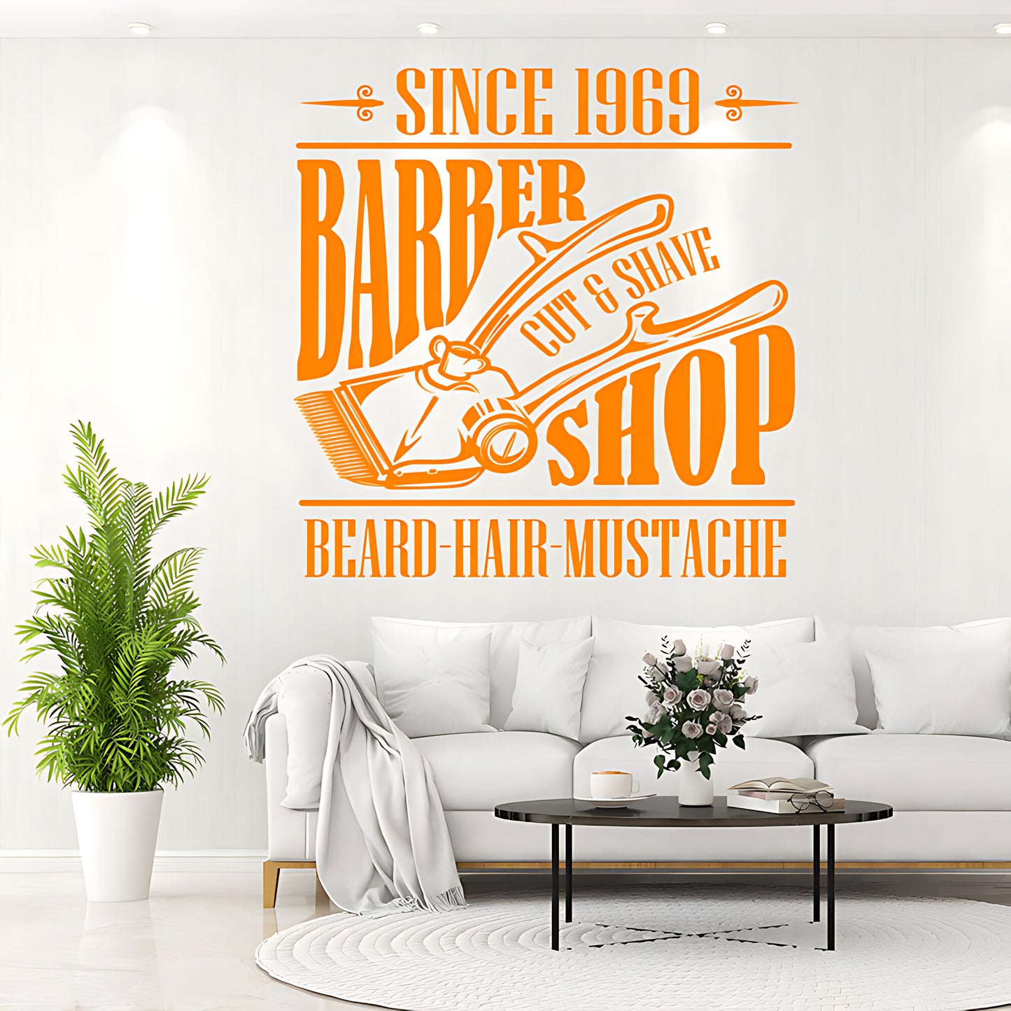 Hipster Beard Barber Shop Wall Sticker & Barbershop Decal | UK Made
