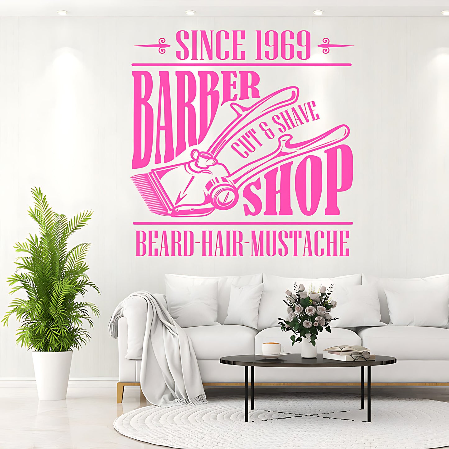 Hipster Beard Barber Shop Wall Sticker & Barbershop Decal | UK Made