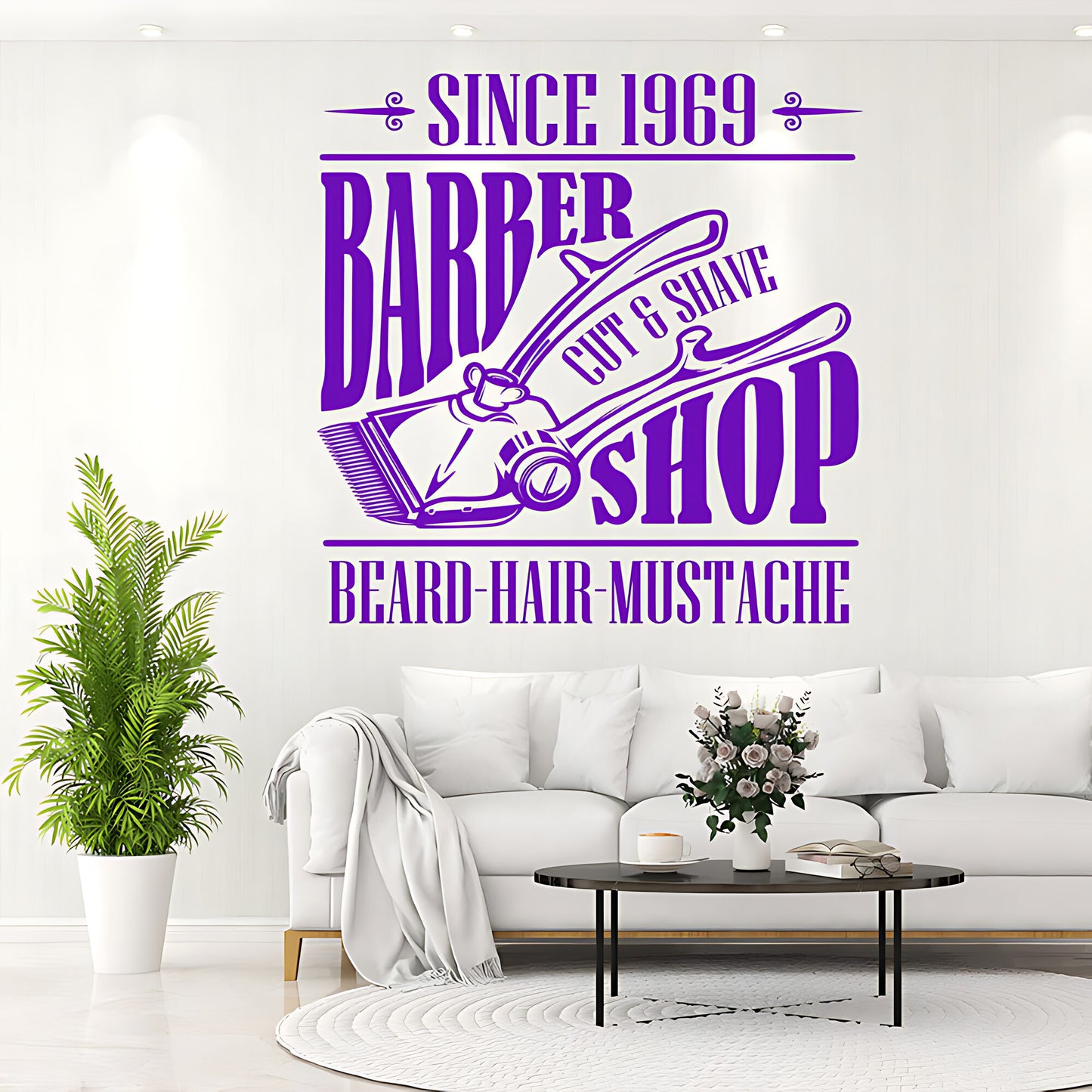 Hipster Beard Barber Shop Wall Sticker & Barbershop Decal | UK Made