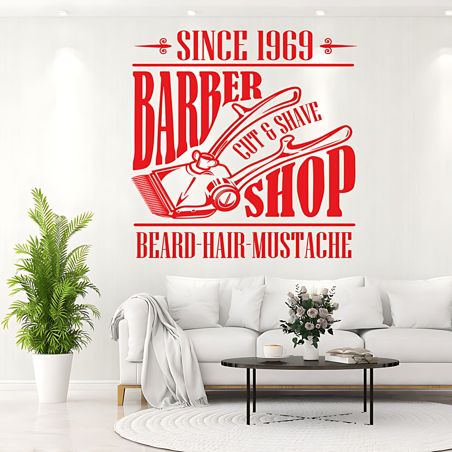 Hipster Beard Barber Shop Wall Sticker & Barbershop Decal | UK Made