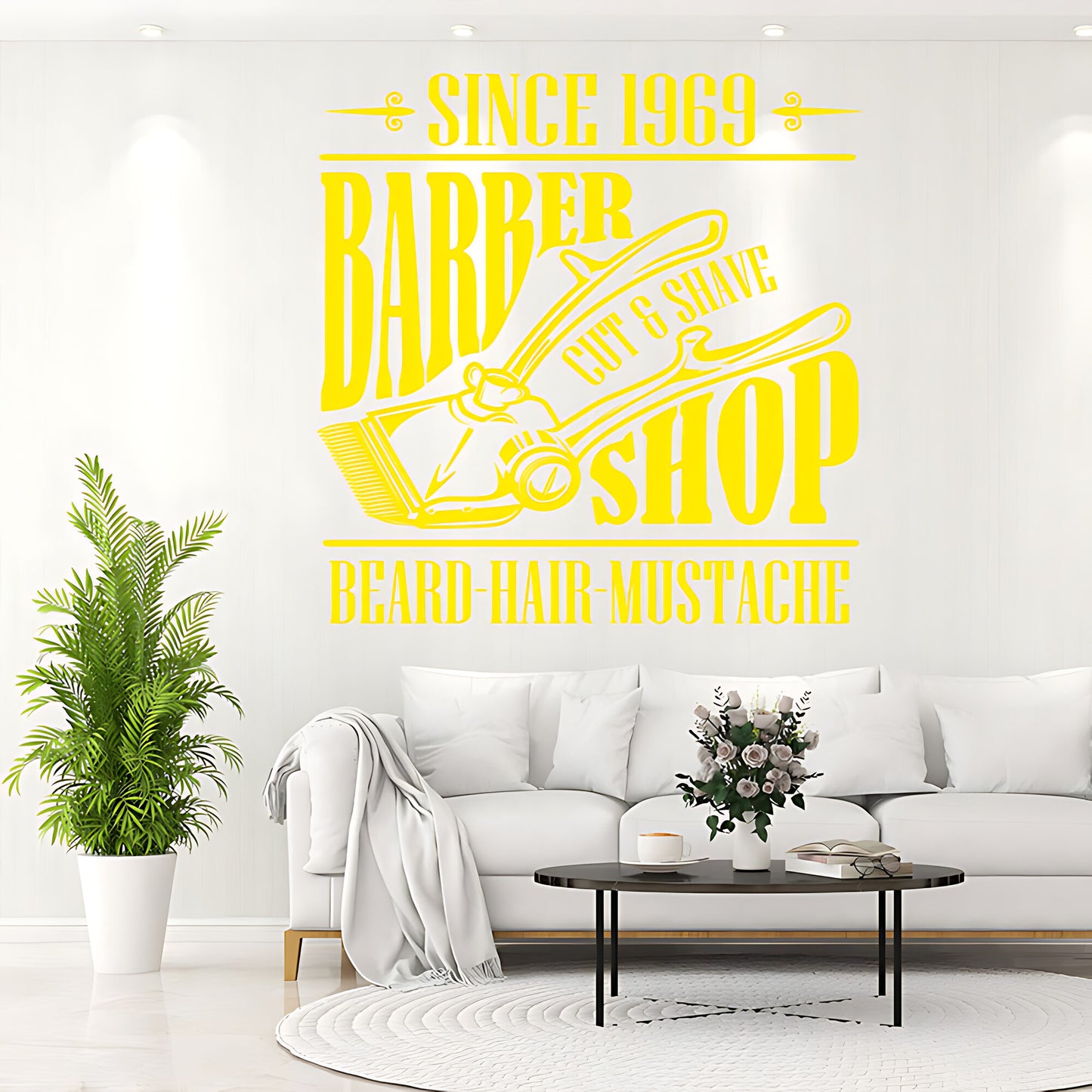 Hipster Beard Barber Shop Wall Sticker & Barbershop Decal | UK Made
