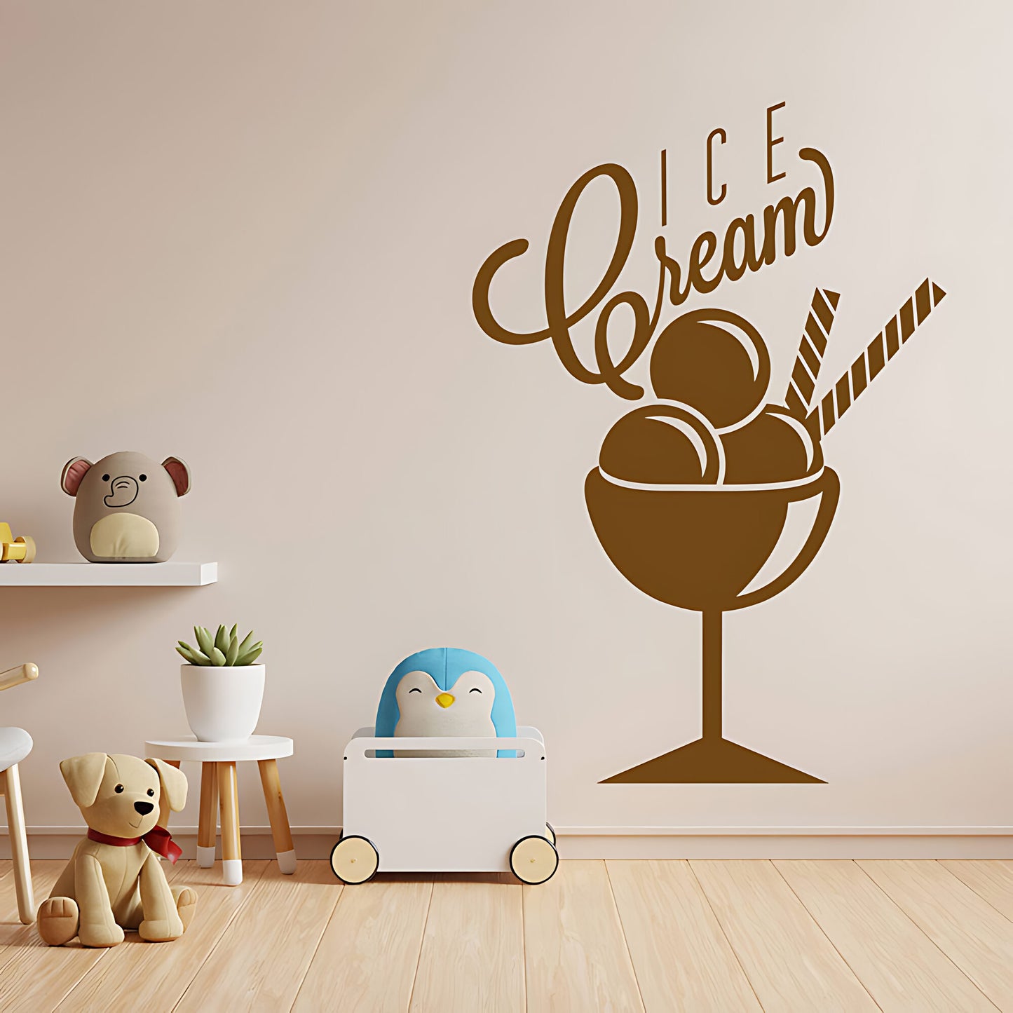 Ice Cream Sundae Wall Sticker – Script Typography Cafe or Kids Room Decal