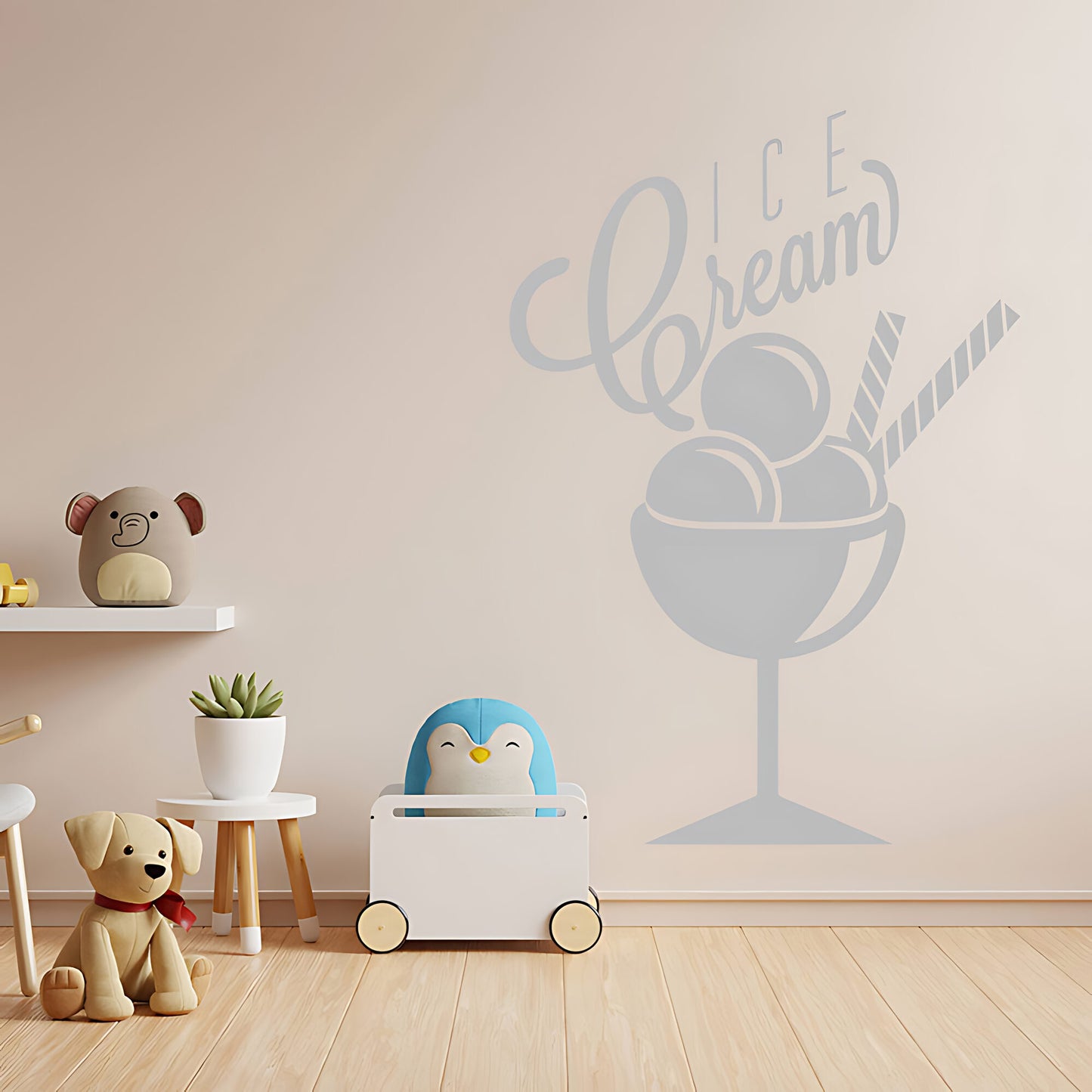 Ice Cream Sundae Wall Sticker – Script Typography Cafe or Kids Room Decal