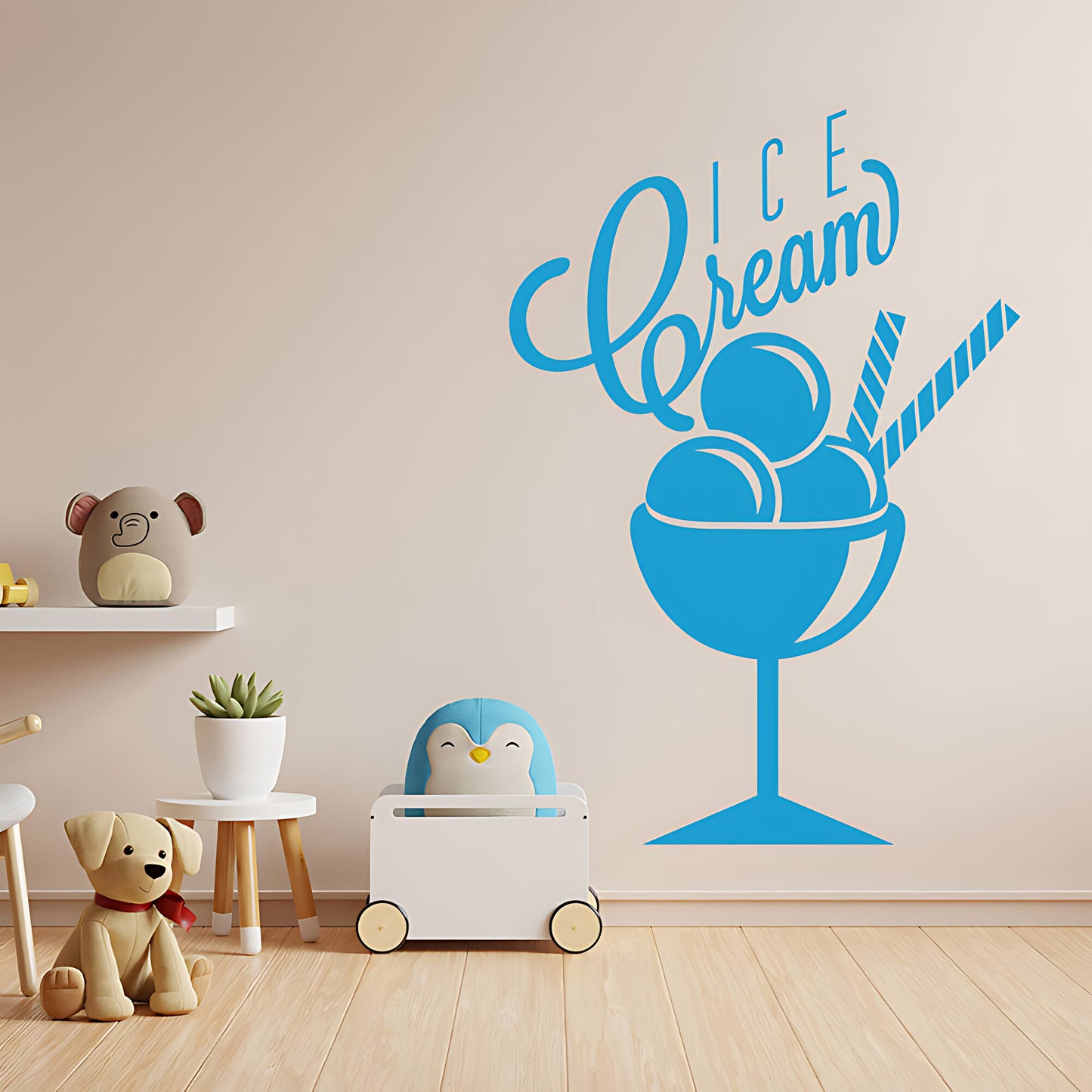 Ice Cream Sundae Wall Sticker – Script Typography Cafe or Kids Room Decal