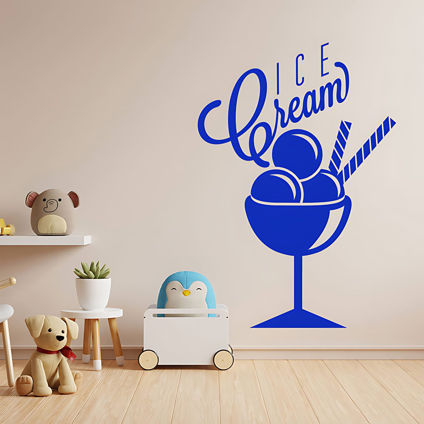 Ice Cream Sundae Wall Sticker – Script Typography Cafe or Kids Room Decal