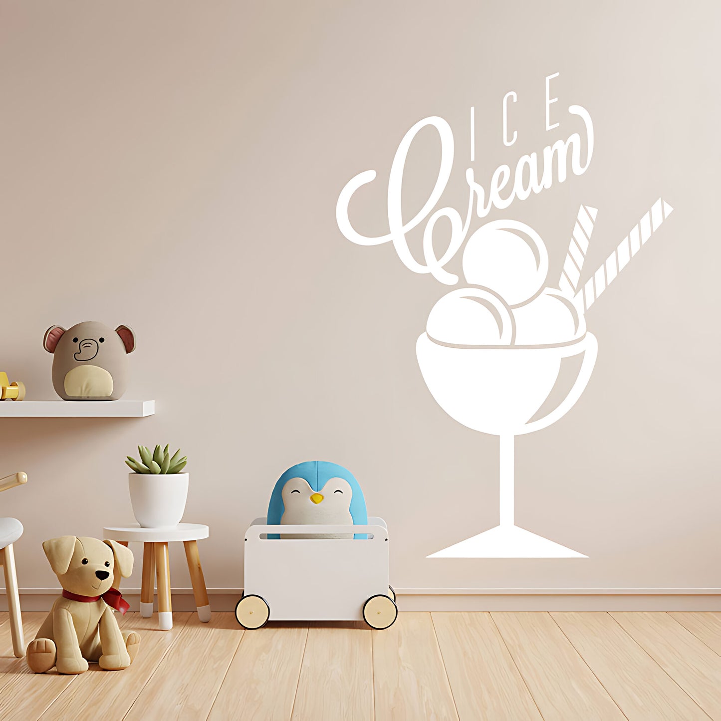 Ice Cream Sundae Wall Sticker – Script Typography Cafe or Kids Room Decal