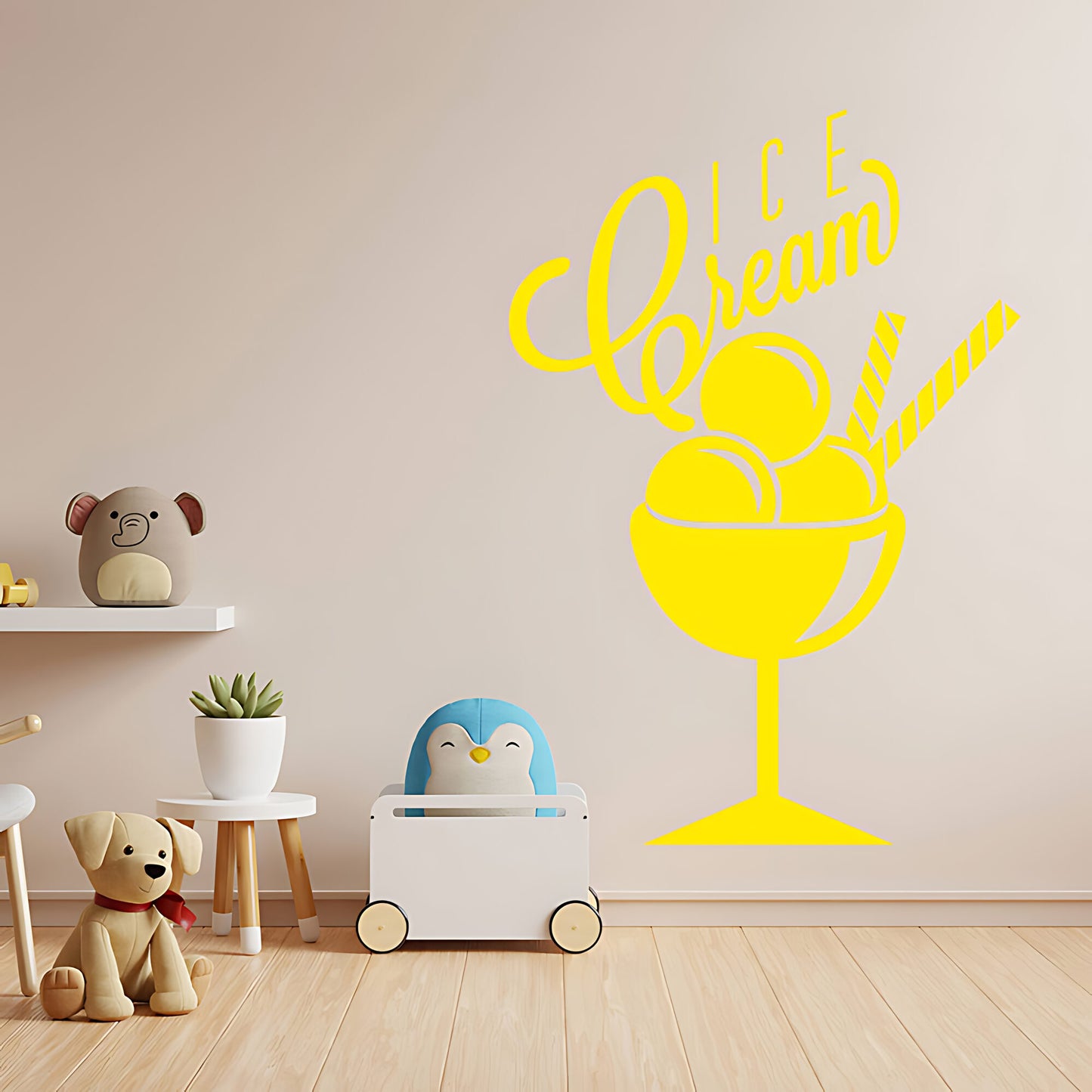 Ice Cream Sundae Wall Sticker – Script Typography Cafe or Kids Room Decal
