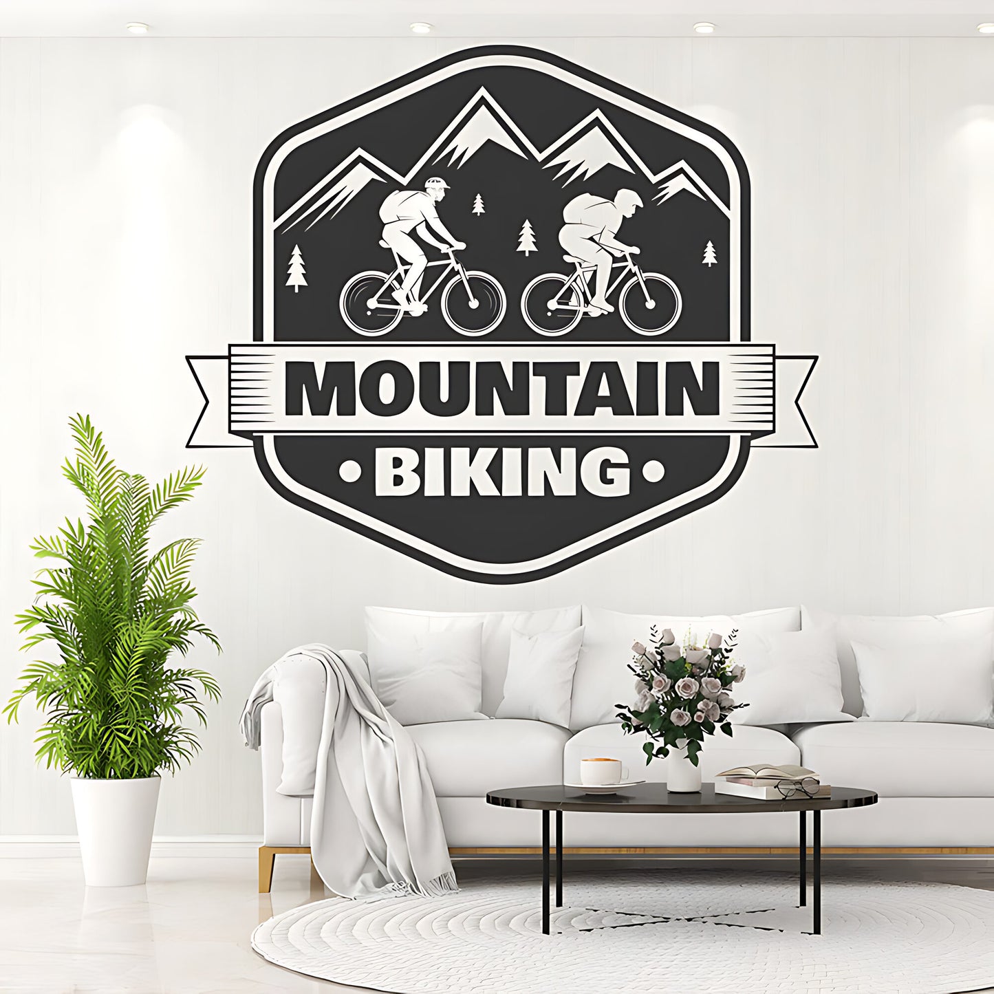 Rugged Mountain Biking Wall Decal for Racing Shops and Decor